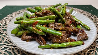 เนื้อผัดถั่วแระญี่ปุ่น/spicy fried beef with green beans