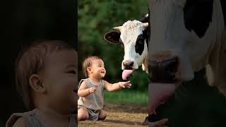 Baby and Calf's Adorable Bond 🐄❤️