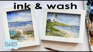 EASY Ink & Wash Coastal Mini Monday Paintings