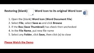 Restoring Blank Word Icon to its Original Icon in 25 seconds