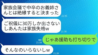 兄嫁に30万のご祝儀を渡したのに、感謝の言葉もなく結婚式の後に親族全員で絶縁を宣言した義妹「低学歴には住所も教えませんw」→腹が立ったので、その後の支援をすべて打ち切った結果www