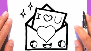 How to draw a cute Love Envelope Supper Easy, Draw for Valentine's Day, Draw cute things