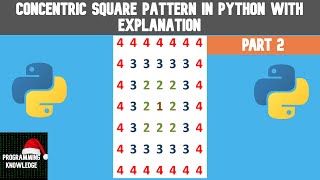 Concentric square pattern in Python with explanation part 2 || #ProgrammingKnowledge
