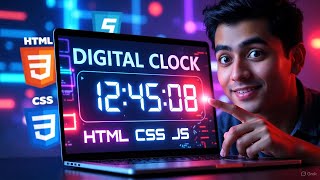 Digital Clock Project in HTML CSS JavaScript | Complete Tutorial