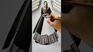 How to make designer lehenga|Fashion Illustration|#copicmarkers #fashionstyle@graphicstylebyhijab