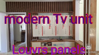 Modern Tv unit design/ ❤️Best Tv unit design for living room/Louvers installation/#tonychettanvlogs