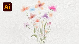 Illustrator Watercolor Painting - How to draw Flowers with Watercolor Vector Brushes