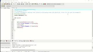 Array declaration, initialization and element access using index