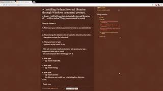 Part 1 # Installing Python External libraries through Windows command prompt