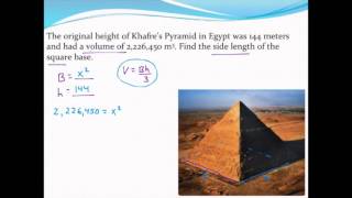 Working backwards from volume to find missing dimensions of pyramids and cones