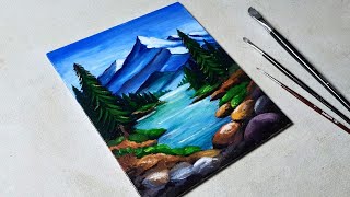 Easy Acrylic Mountain Painting | Perfect for Beginners | step by step