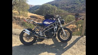 Custom Hand Built Motorcycle Evaluation Ride up Mines Road Yamaha RZ350 2 Stroke Engine