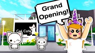 The Grand Opening Of My Cat Cafe Roblox Bloxburg Bloxburg Cat Cafe - cutie cat roblox youtube