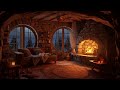 thunderstorm rain and crackling fire in a cozy stone hut sleep relax study