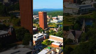 #umass #Amherst #campus #webdubois #library #tower #drone #skycam #massachusetts #newengland #usa