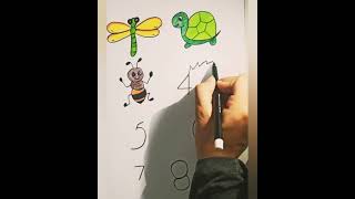 Easy animals drawing with numbers #Shorts