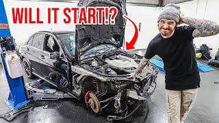 TRYING TO START MY WRECKED MERCEDES C63 I BOUGHT AS A NON RUNNER