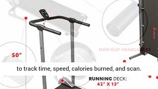 Sunny Health & Fitness SF-T1407M Manual Walking Treadmill with LCD Display, Compact Folding,