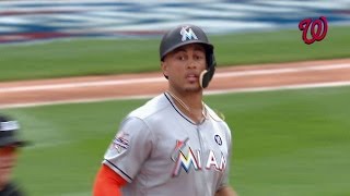 MIA@WSH: Statcast measures Stanton's RBI double