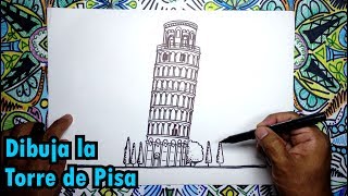 Aprende a dibujar la torre de Pisa en Italia - Pasos fáciles