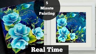 EASY Acrylic Painting Roses - Valentine's Day - Painting Lessons  for Beginners - BLUE - Day #21