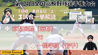 【ザ・スコアブック 夏の甲子園2022】データ野球の生み親　片山氏が解説する　第104回全国高校野球選手権大会（2022年8月６日第３試合　京都国際（京都） VS一関学院（岩手））