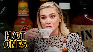Florence Pugh Sweats From Her Eyebrows While Eating Spicy Wings | Hot Ones