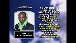 Oswald Alex Marius ~ Short Obituary