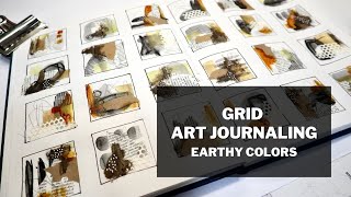 Create with me! Mixed Media Art - earth tones grid journal spread