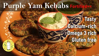 Purple yam kebab recipe, how to make meals more nutritious, healthy snack recipe, kand kebabs