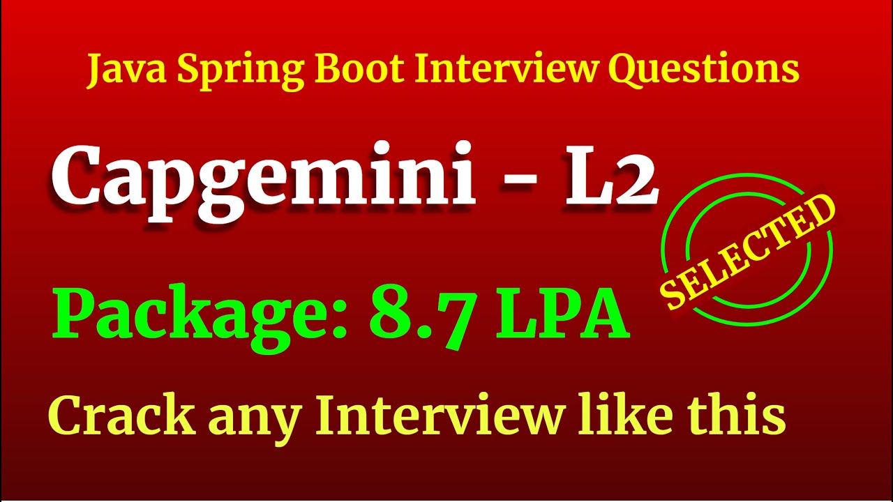Capgemini L2 Interview Spring Boot Questions Youtube