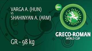 Round 1 GR - 98 kg: A. SHAHINYAN (ARM) df. A. VARGA (HUN), 4-1