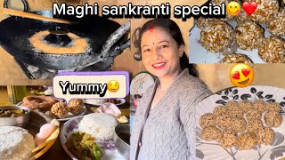 Happy Maghi Sankranti😍❤️ Maghi sankranti special with yummy foods/Selroti/Masu Bhat/Sweet Potato🤤