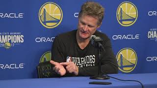 Steve Kerr jokes he's "probable" Saturday after slicing hand on water bottle