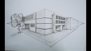 architecture how to draw simple building in 2 point perspective - simple town