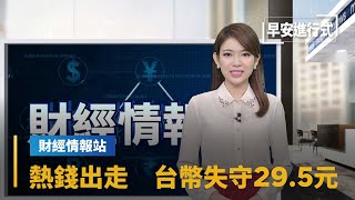 【財經情報站】熱錢出走台幣失守29.5元　近20個月新低｜早安進行式 #鏡新聞