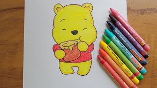 How to draw Winnie the Pooh || Easy and cute baby Winnie the Pooh drawing tutorial || Izza Arts