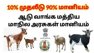 10% முதலீடு 90% மானியம்  ஆடு வளர்பிற்கு மத்திய மாநில அரசுகள் மானியம் goat subsidy scheme  Tamil