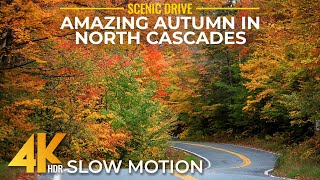 [4K HDR] Autumn Roads in North Cascades - Scenic Fall Foliage Drive with Music