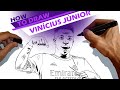 Vinícius Júnior, football/soccer player from Real Madrid-  How to draw