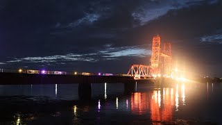 筑後川昇開橋　旧国鉄佐賀線の鉄橋　ライトアップ　国指定重要文化財　大川市　iPhone