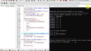 program in C to separate odd and even integers in separate arrays