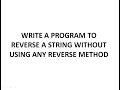 reverse string in java without using reverse method