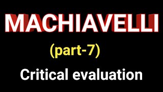 machiavelli criticism/western political thought/political science