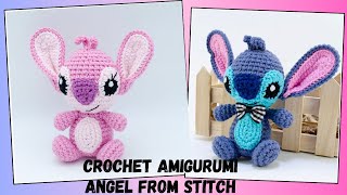 🇺🇸Crochet Pink Angel from Stitch Step by Step Tutorial/Crochet Amgurumi Angel from Lilo and Stitch