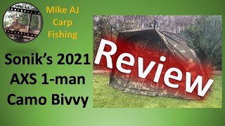 **SONIK AXS 1-man camouflage Bivvy Review**. Excellent value for money 1-man camo bivvy. Don't miss!