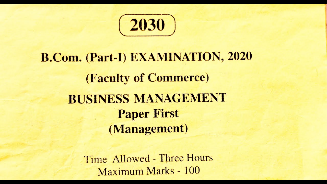 Management Bcom First Year Question Paper || Mdsubcomfirstyearquestion ...