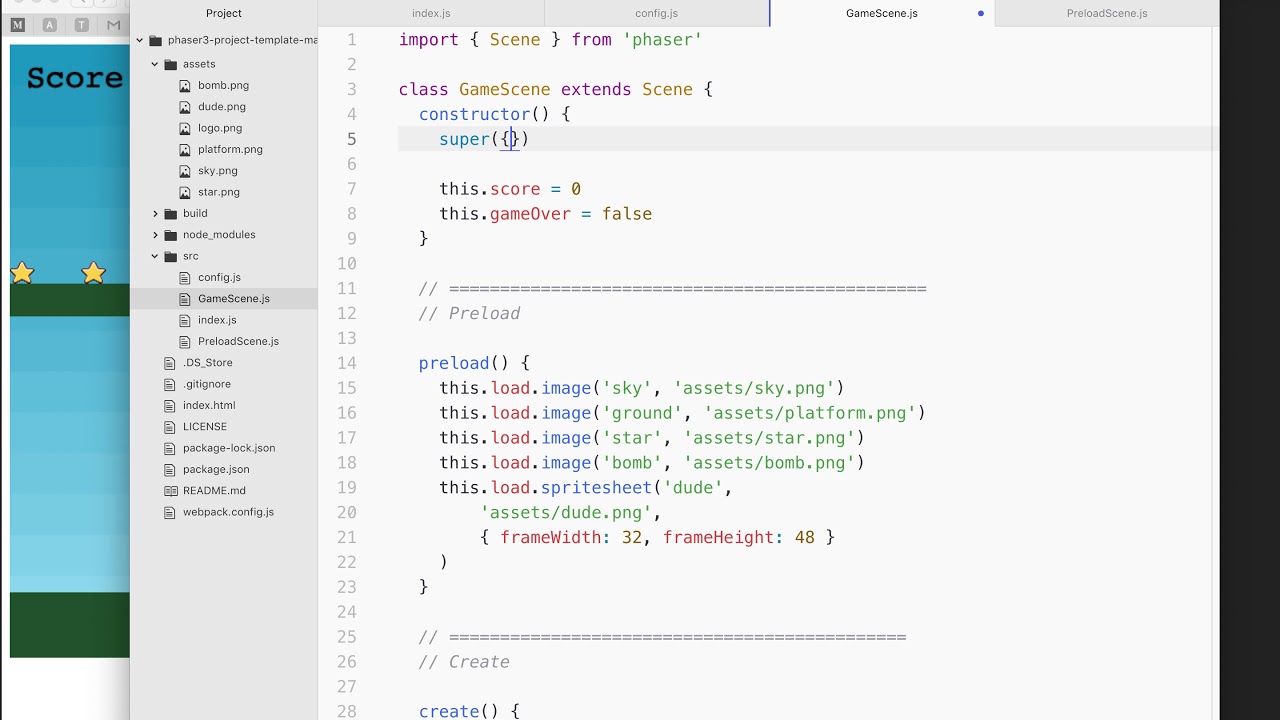 14 Phaser 3 Tutorial Add Preload Scene Youtube
