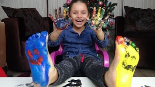 Lina'nın El Ayak Baskısını Sehpaya Yaptık Ayakları Çok Gıdıklandı 😂 Funny Kids