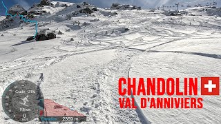 [4K] Skiing Chandolin, Itinéraire Epaule from Le Rotzé, Val d'Anniviers Switzerland, GoPro HERO11